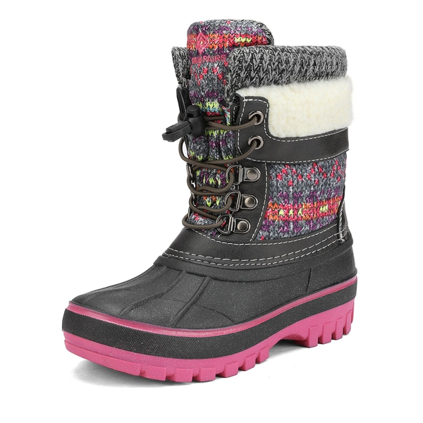 Insulated Snow Kids Waterproof Boots - GREY FUCHSIA -  0